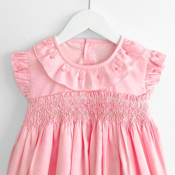 NWT Pretty in Pink Girls Embroidered Smocked Dress Formal Boutique Rosettes 6Y - Picture 3 of 5